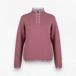 Woolrich Grenadine Quarter Zip Mock Neck Wool Blend Lodge Sweater Size Large